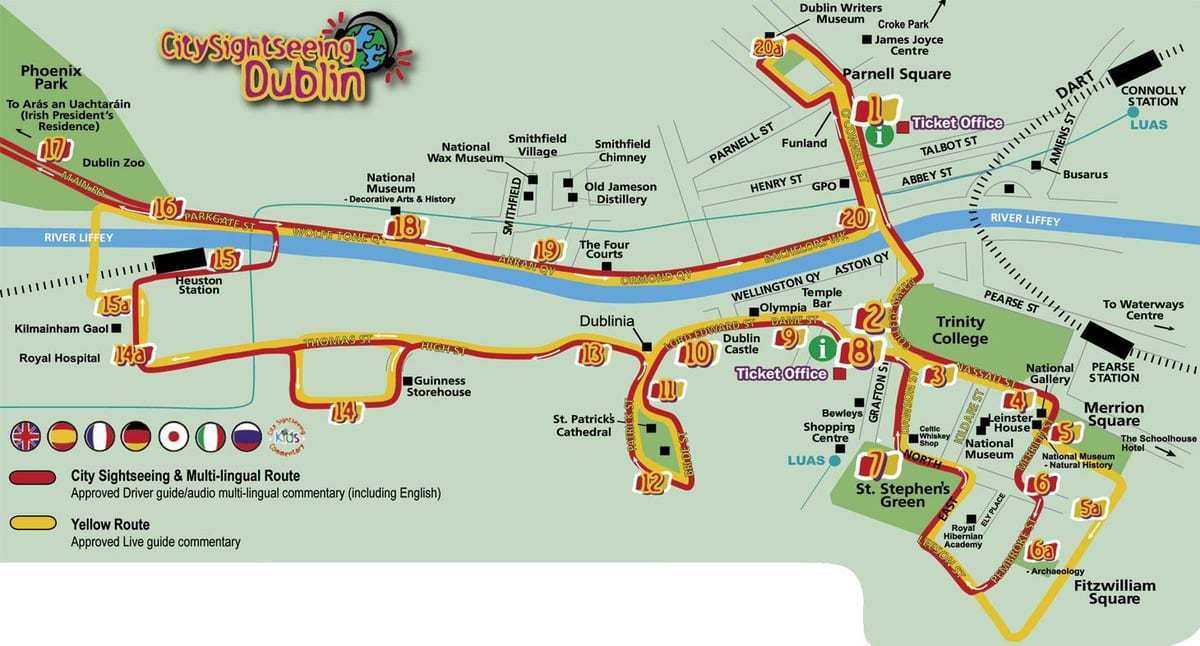 city sightseeing Dublin mapu