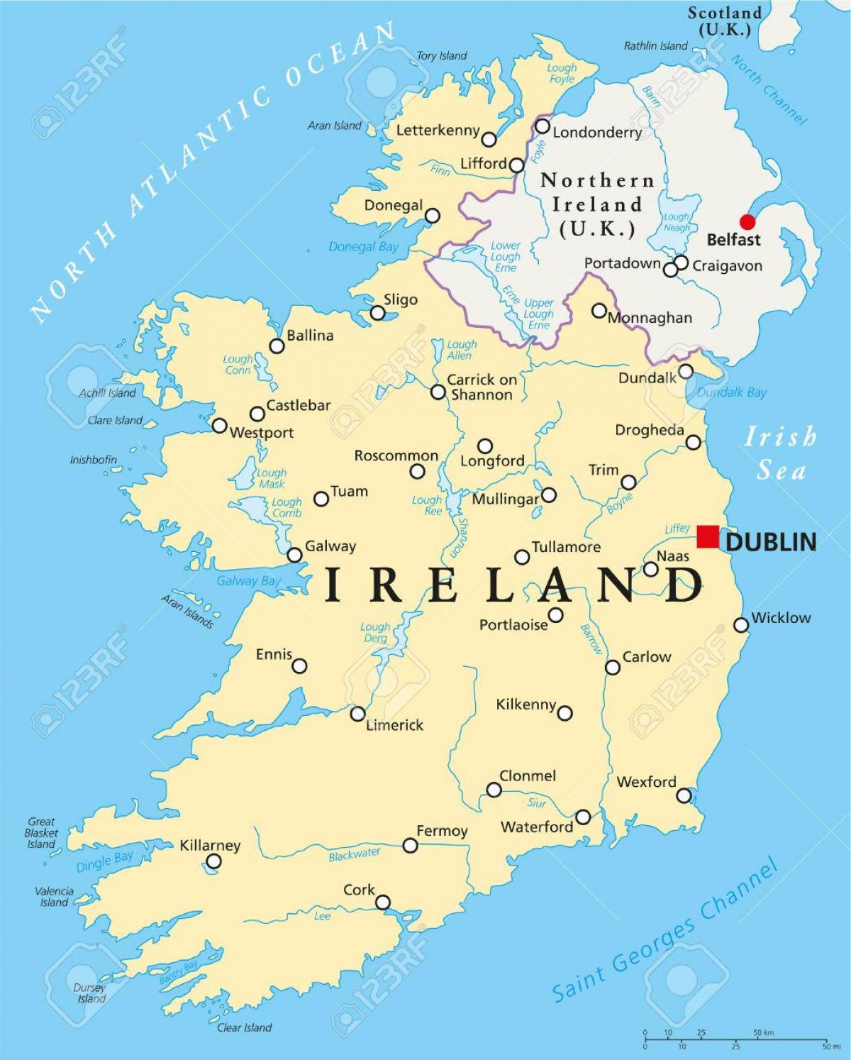 Dublin írsko mapu