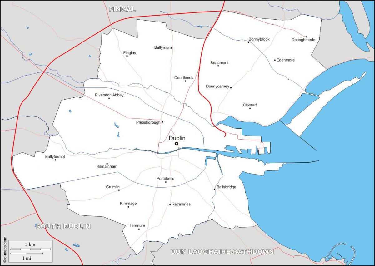 mapu Dublin štvrtí
